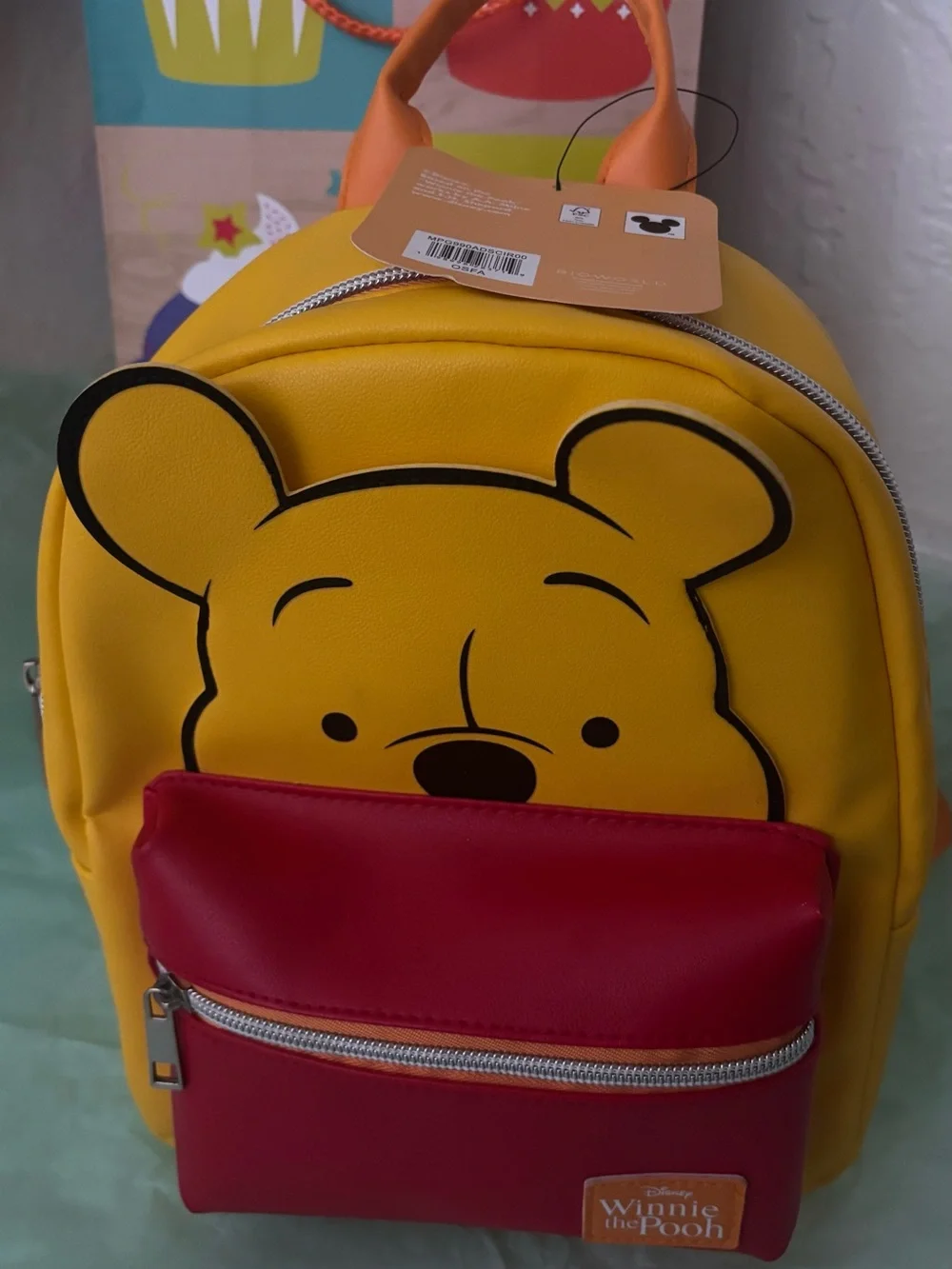 Disney Yellow Winnie the Pooh Kids Backpack with Red Pocket